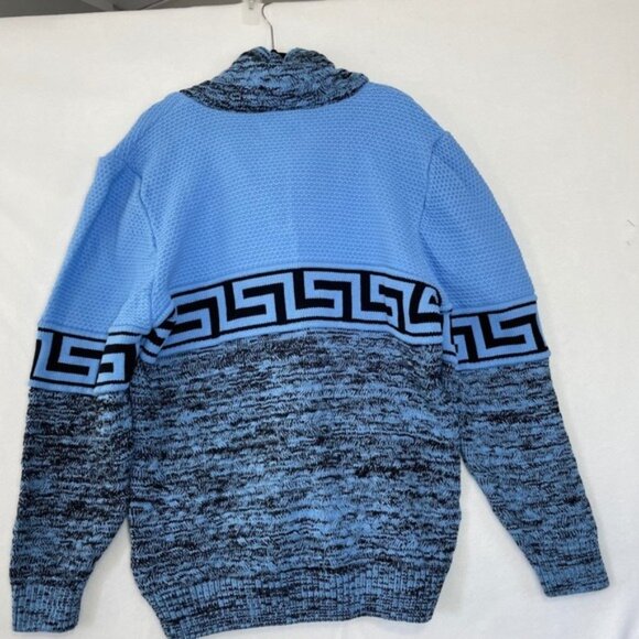 LCR Black Edition Shawl‎ Collar Sweater Greek Key Knitwear Wool Pullover 3XL Men - Picture 5 of 10